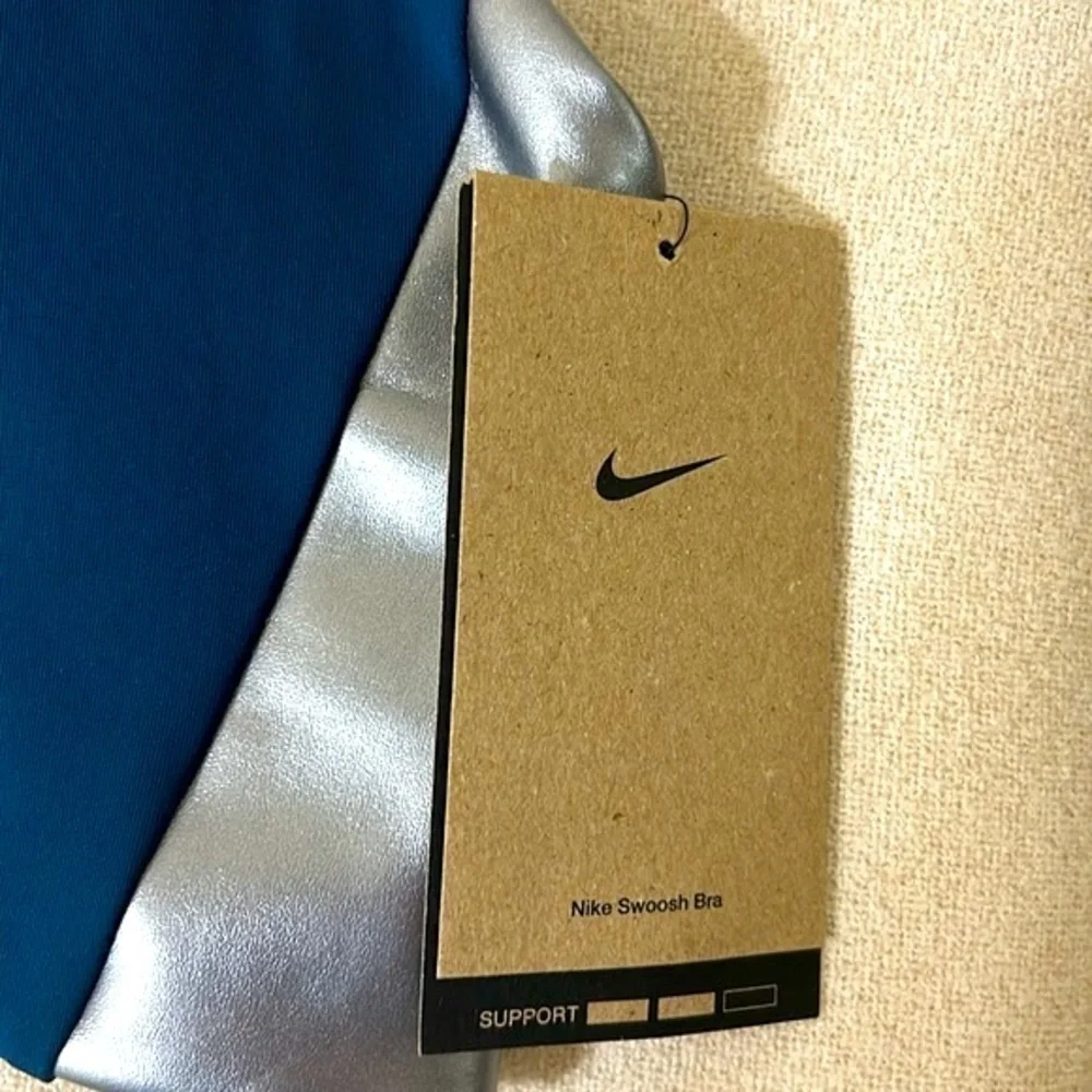 Nike Swoosh Sports Bra, Medium, Blue/Silver, NWT